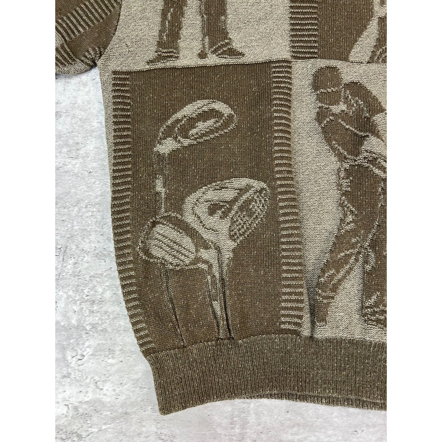 Vintage 90s Golf Paneled Graphic Pullover Ribbed Knit Sweater Size Large