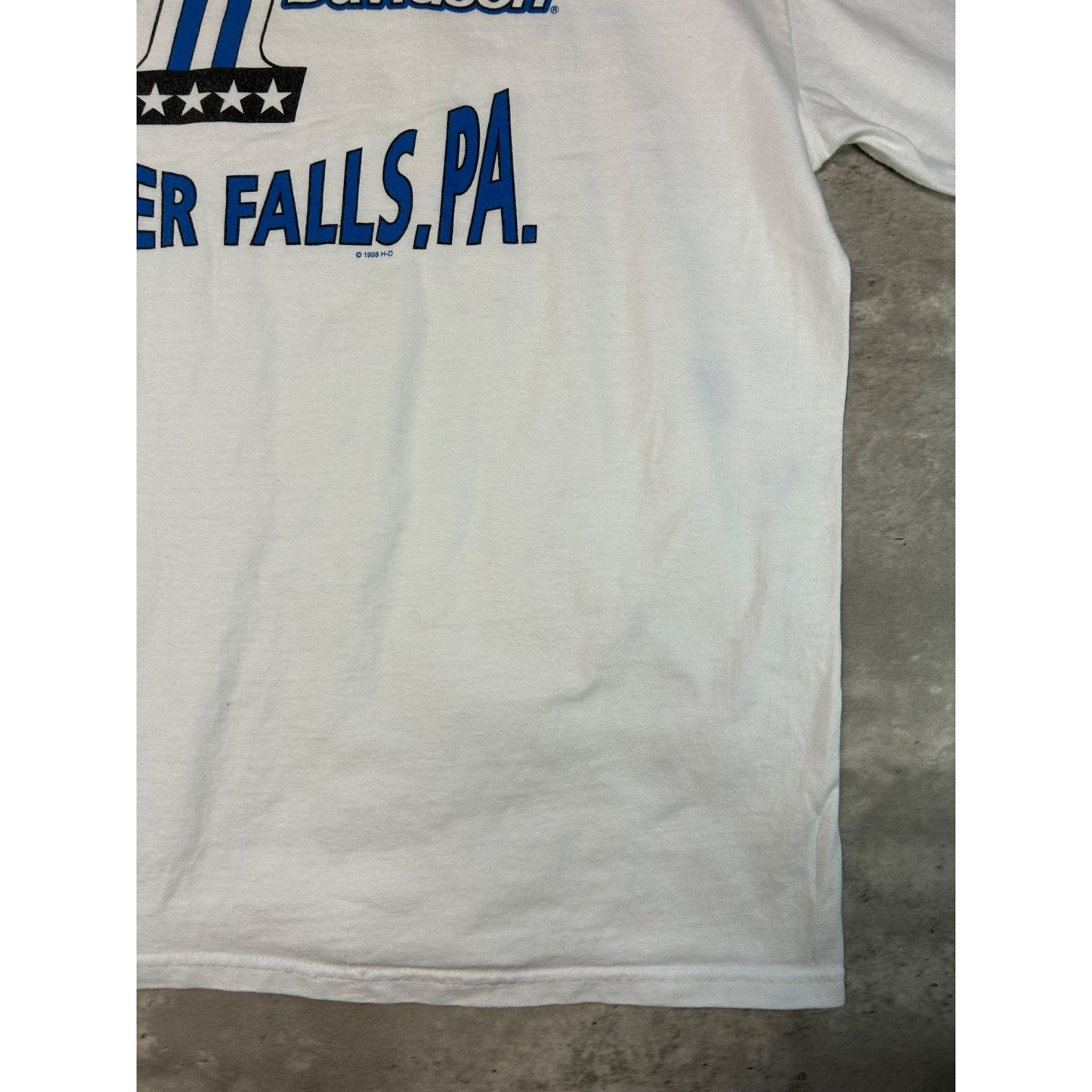 Vintage 1998 Harley Davidson Classic Logo Flame Sleeve T-Shirt Size XL