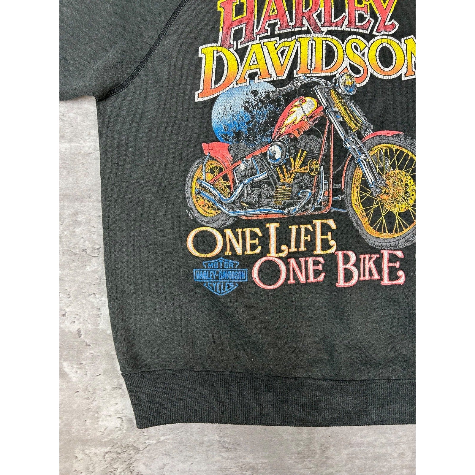 Vintage 80s/90s Harley Davidson One Time One Bike Graphic Sweatshirt Size Small
