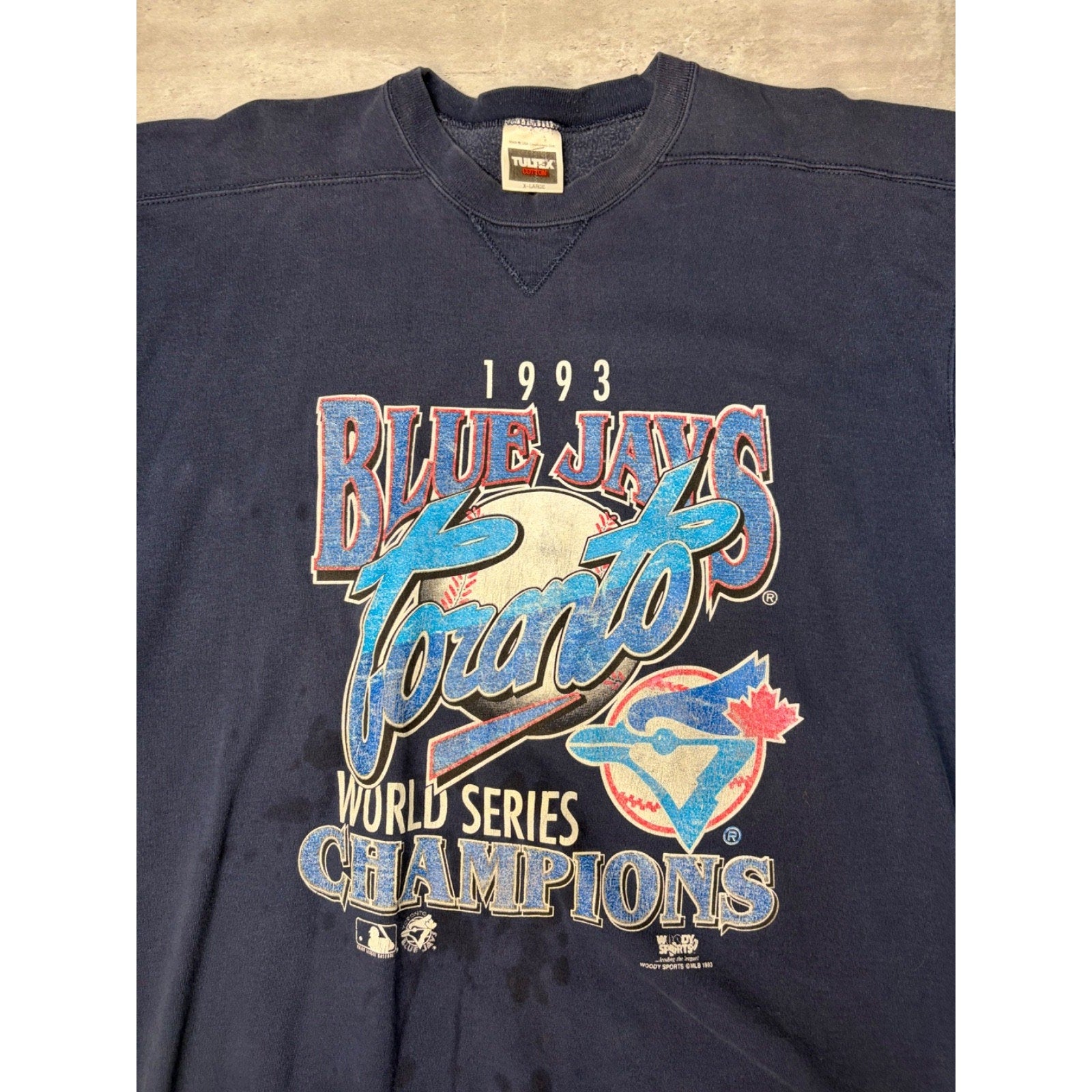 Vintage 1993 Toronto Blue Jays MLB World Series Champs Graphic Sweatshirt Sz XL