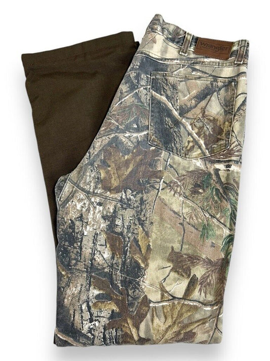 Vintage Wrangler Pro Gear Real Tree DE Camo Hunting Double Knee Pants Size 34W