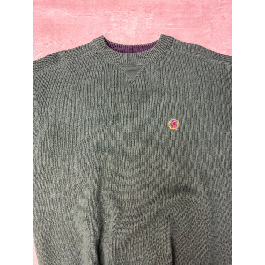 Vintage Tommy Hilfiger Embroidered Crest Pullover Knit Sweater Size Large