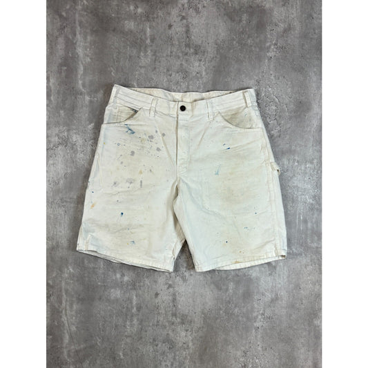 Vintage Dickies Canvas Workwear Painter Shorts Size 36 White