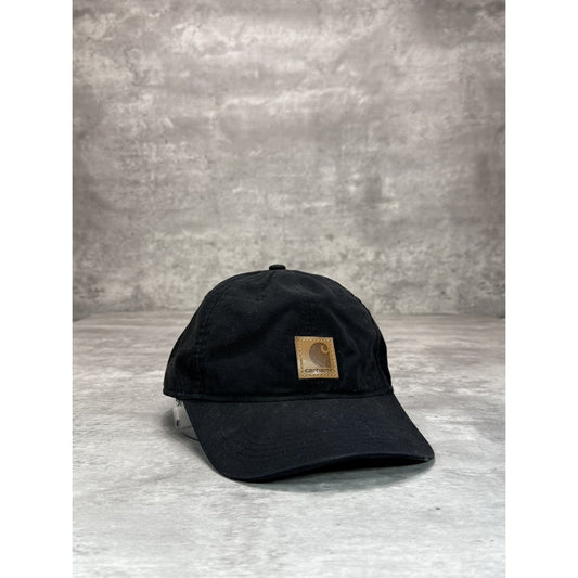 Vintage Carhartt Embroidered Patch Workwear Strapback Hat OSFA Black