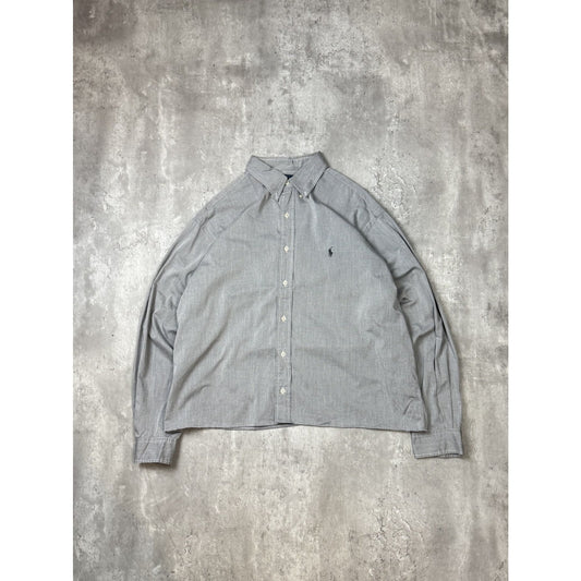Vintage Polo Ralph Lauren Reworked Cropped Long Sleeve Button Up Shirt Sz 2XL