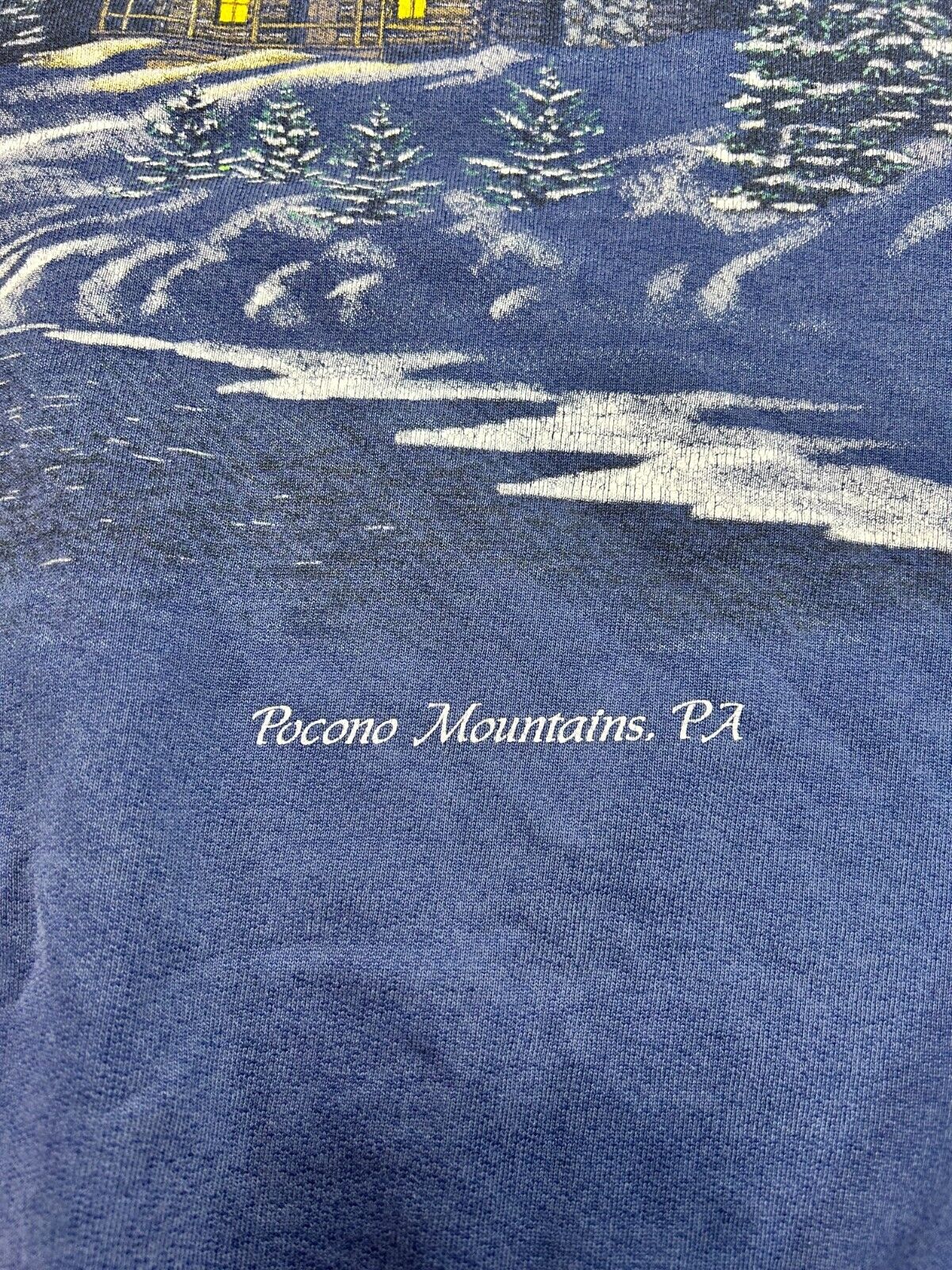 Vintage 90s Pocono Mountains Winter Landscape AOP Sweatshirt Size Large