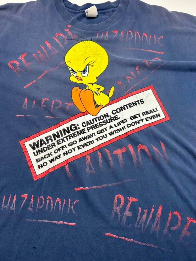 Vintage 90s Looney Tunes Tweety Bird Cartoon Character Graphic T-Shirt Sz 2XL