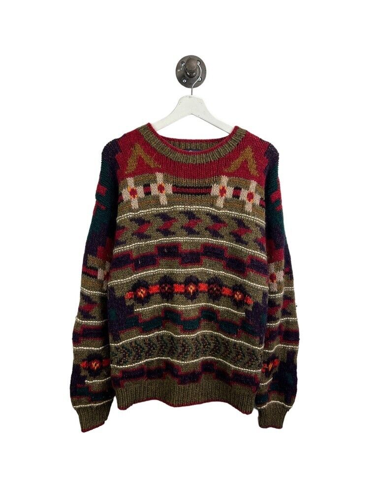 Vintage 90s Woolrich Abstract Print Heavyweight Knit Sweater Size Large