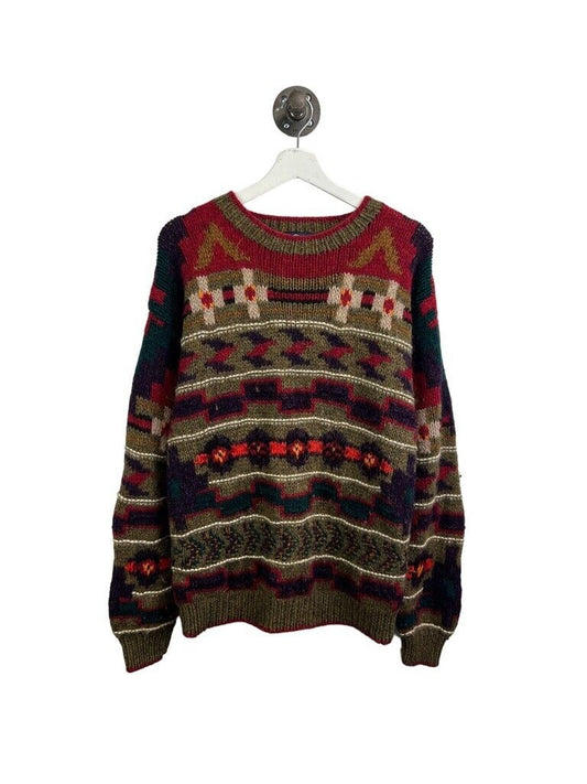 Vintage 90s Woolrich Abstract Print Heavyweight Knit Sweater Size Large