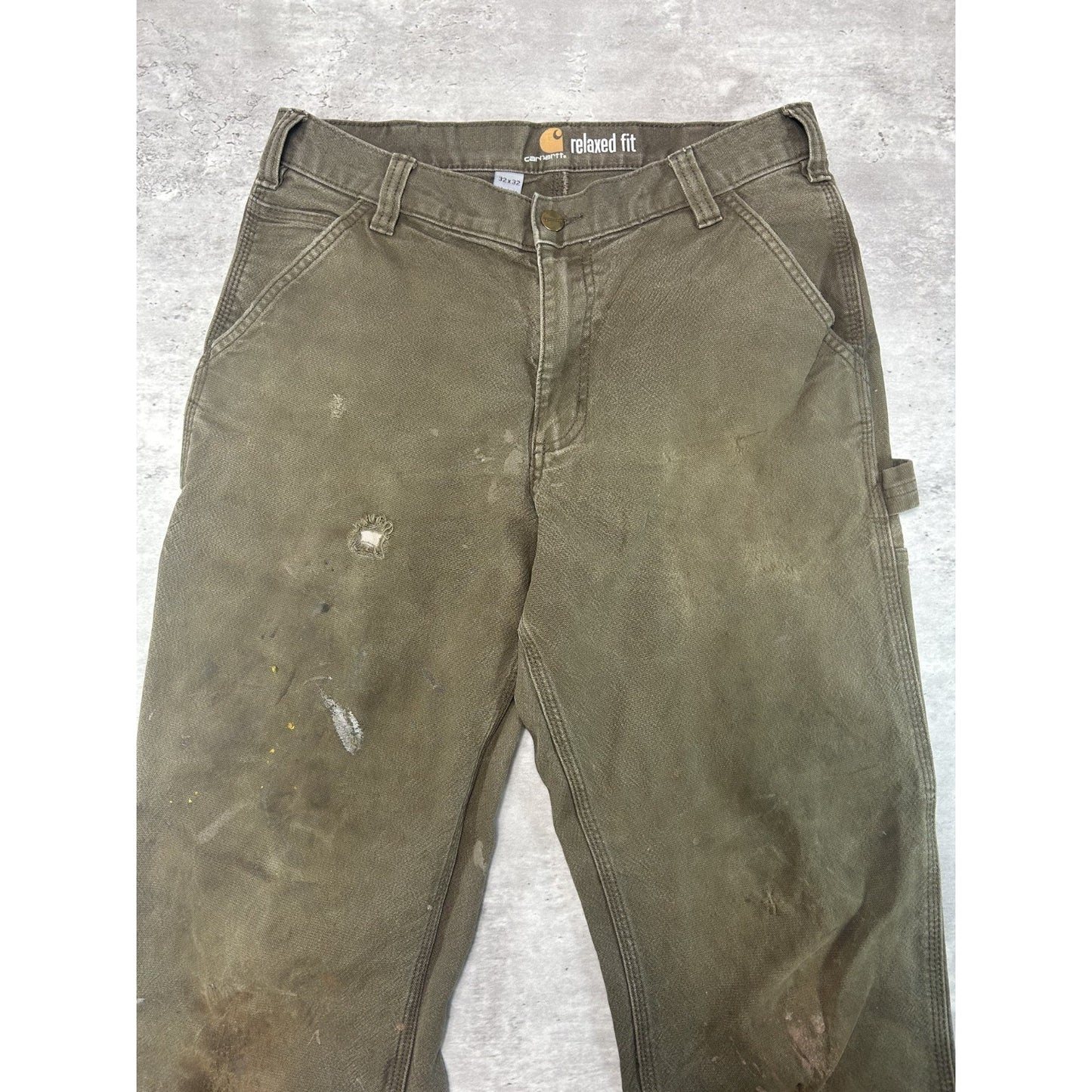 Carhartt Relaxed Fit Distressed Canvas Workwear Carpenter Pants Size 31
