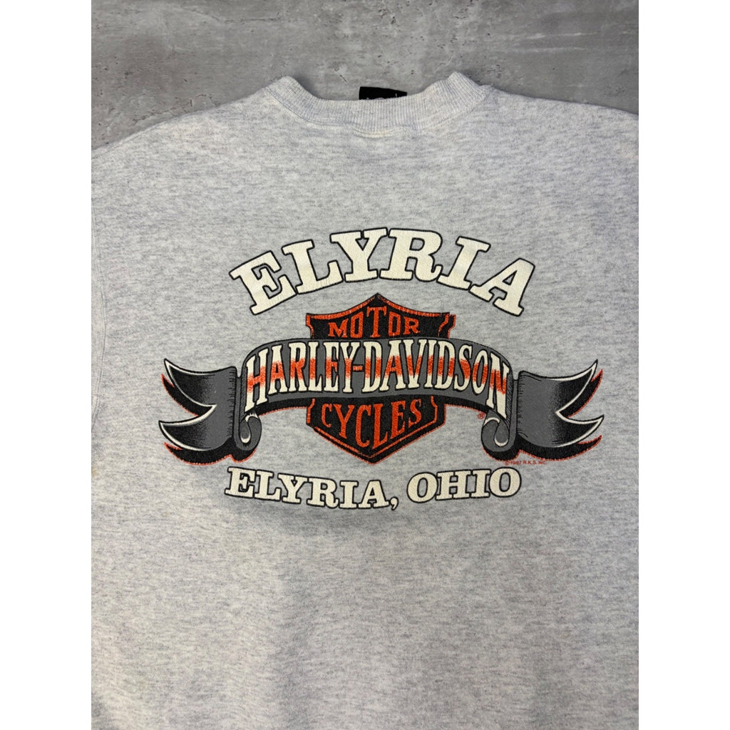Vintage 1990 Harley Davidson Ribbon Graphic Spellout Sweatshirt Size Large