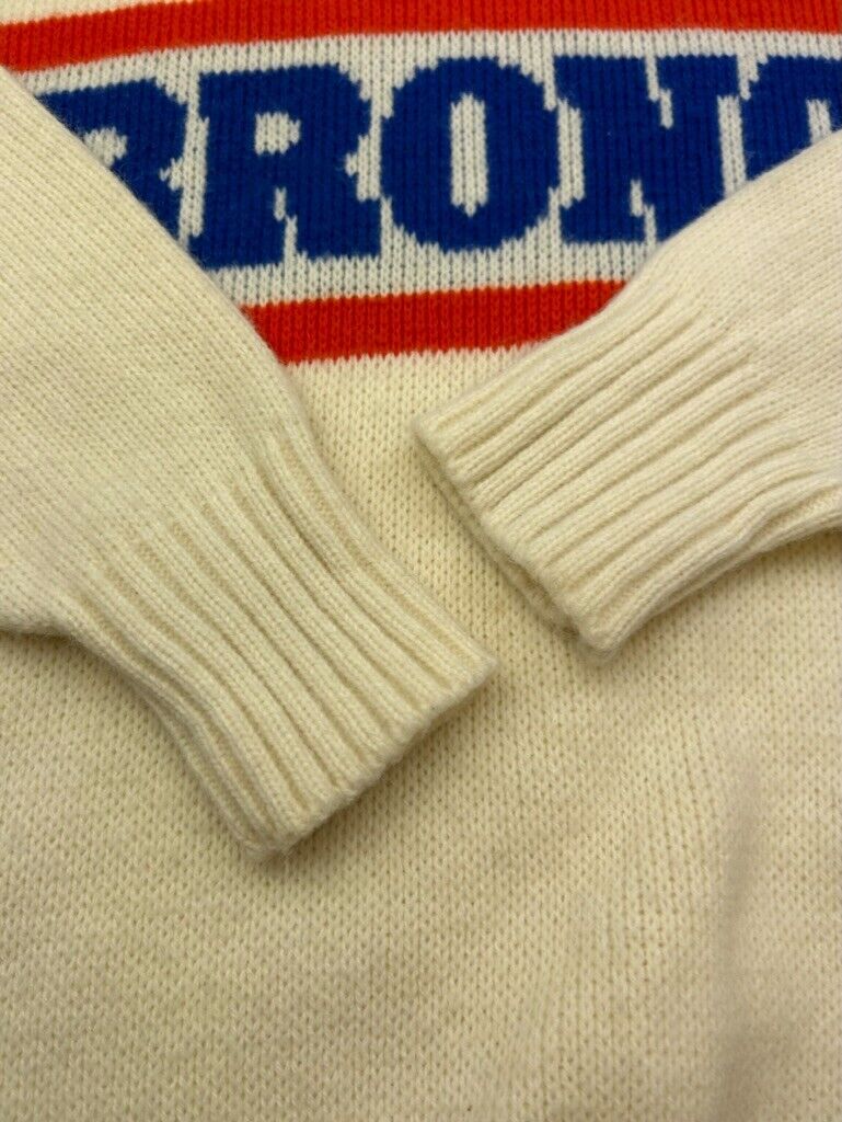 Vintage 90s Denver Broncos NFL Cliff Engle Spellout Sweater Size Medium Made USA