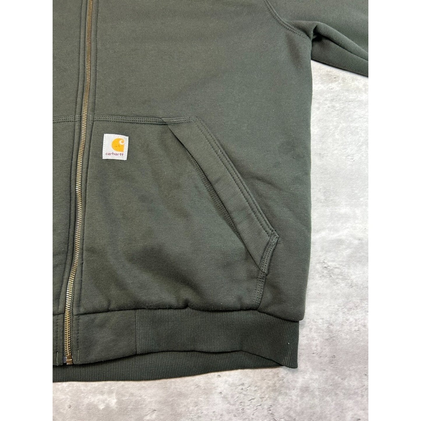 Vintage Carhartt Fleece Lined Workwear Full Zip Hooded Sweatshirt Size Large