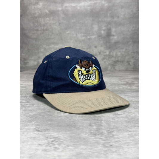 Vintage 1998 Looney Tunes Taz Embroidered Cartoon Character Snapback Hat OSFA