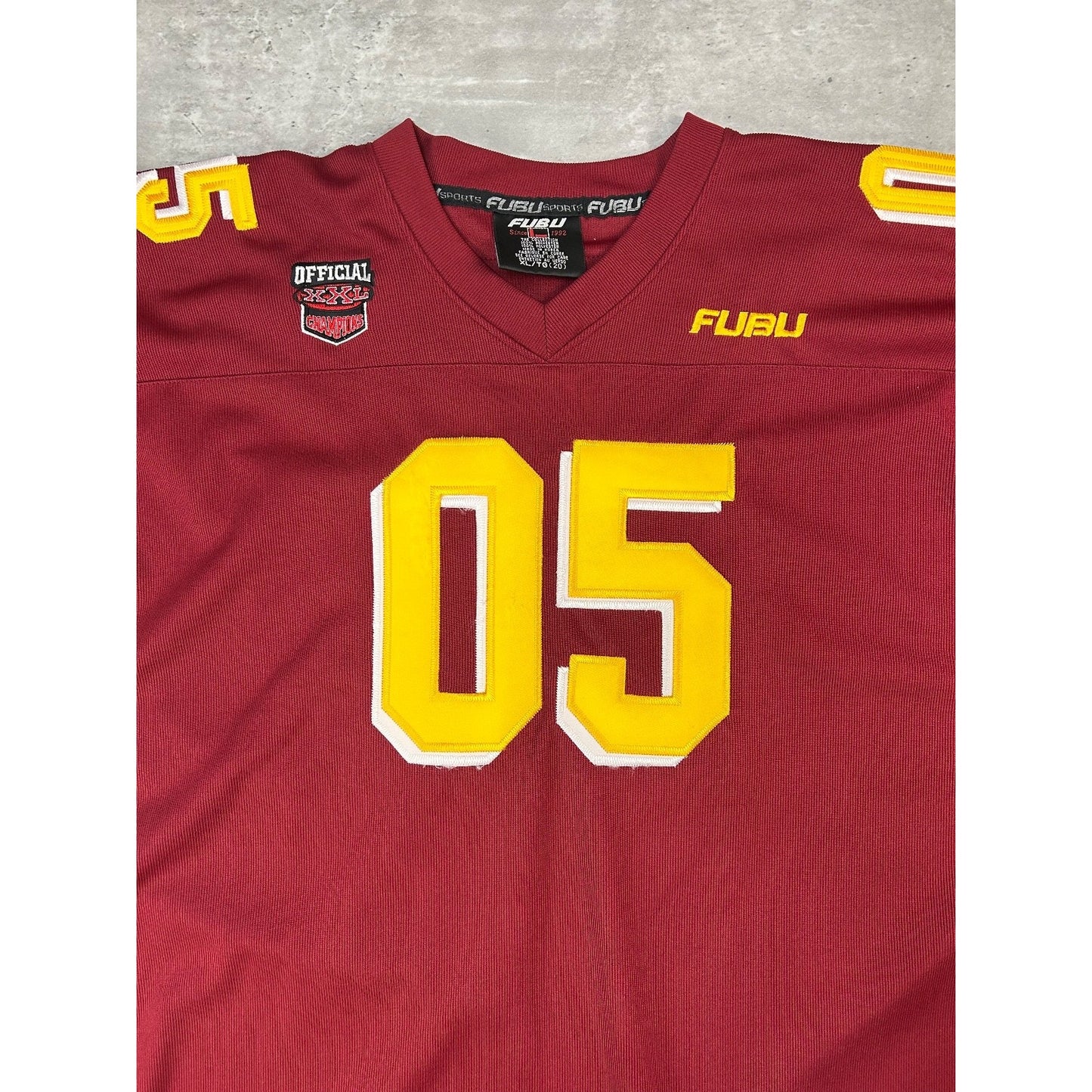 Vintage Y2K Fubu #05 Stitched Football Jersey Size XL Maroon / Yellow
