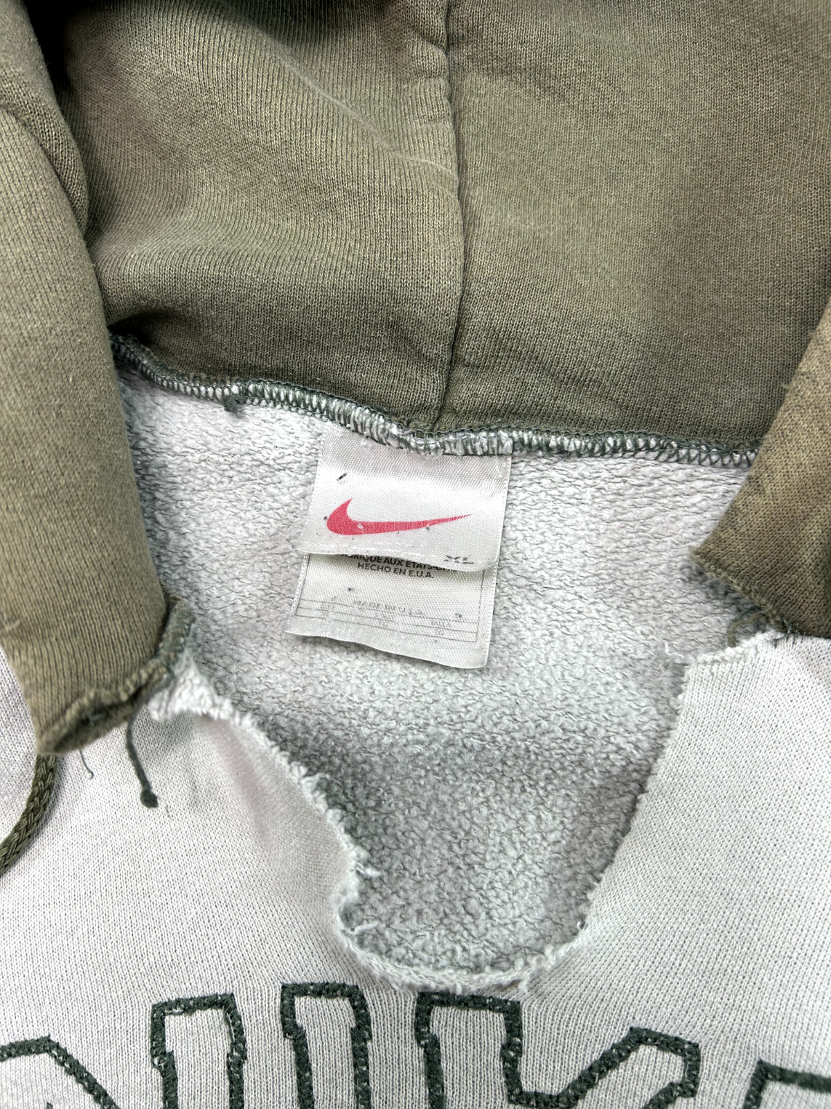 Vintage 90s Nike Embroidered Distressed Hooded Sweatshirt Size XL