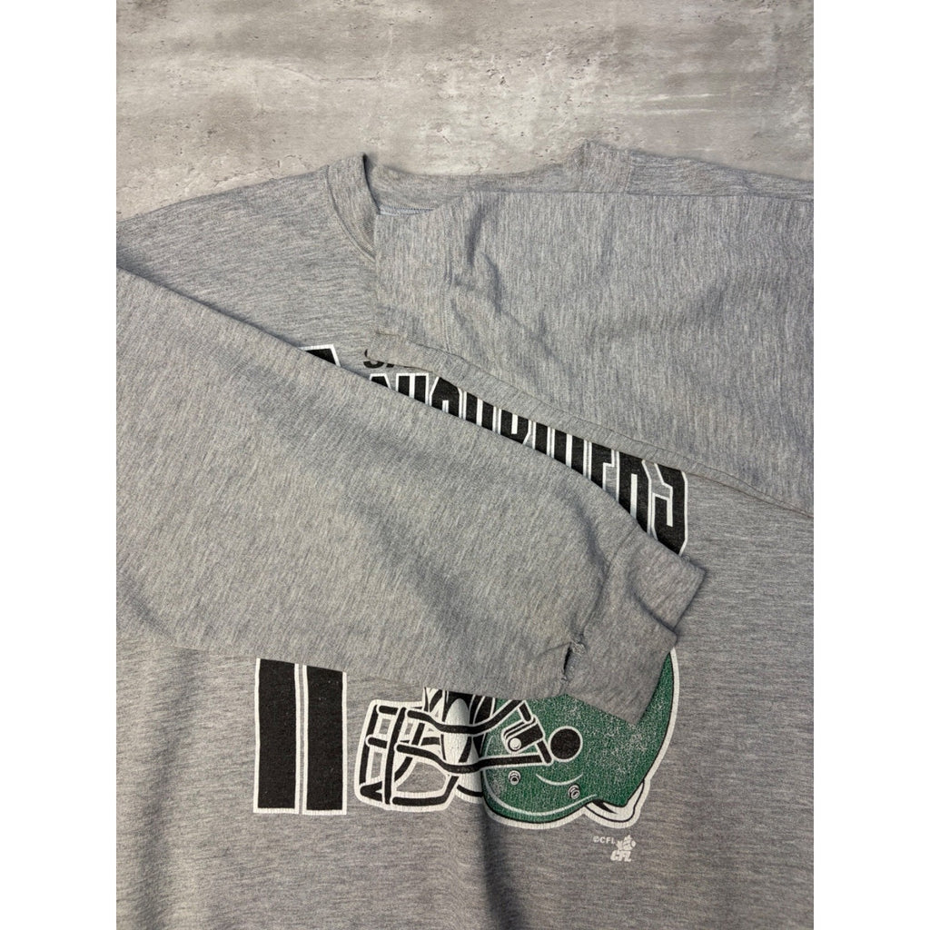VTG 90s Saskatchewan Roughriders CFL Helmet Graphic Spellout Sweatshirt Size XL