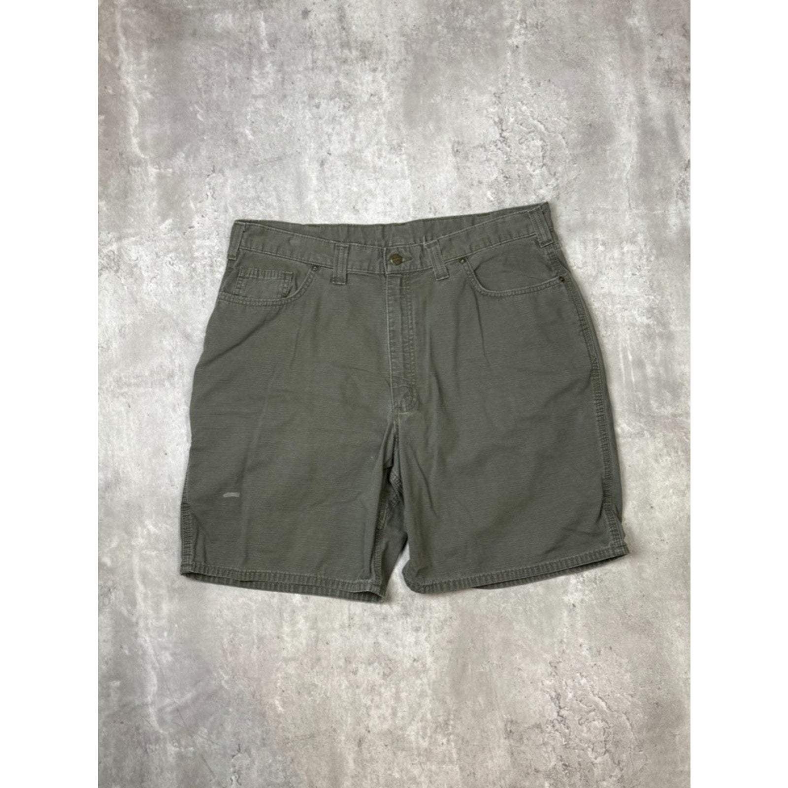Vintage Carhartt Original Fit Canvas Workwear Five Pocket Shorts Size 38 Green