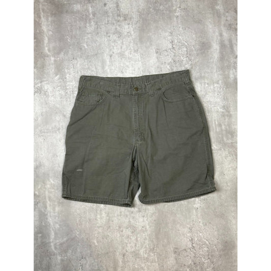 Vintage Carhartt Original Fit Canvas Workwear Five Pocket Shorts Size 38 Green