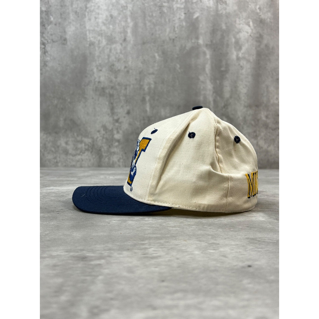 Vintage 90s Michigan Wolverines NCAA Embroidered Logo Fitted Hat Size 6 3/4