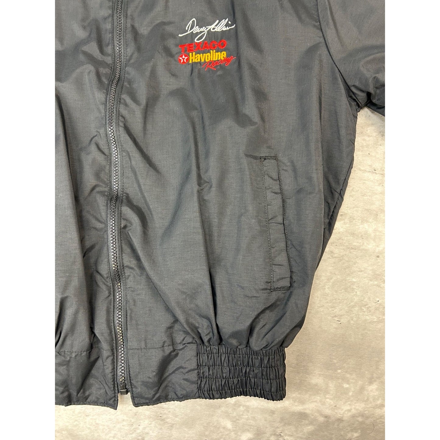 Vintage 90s Davey Allison #28 Embroidered Nascar Racing Bomber Jacket Size Large