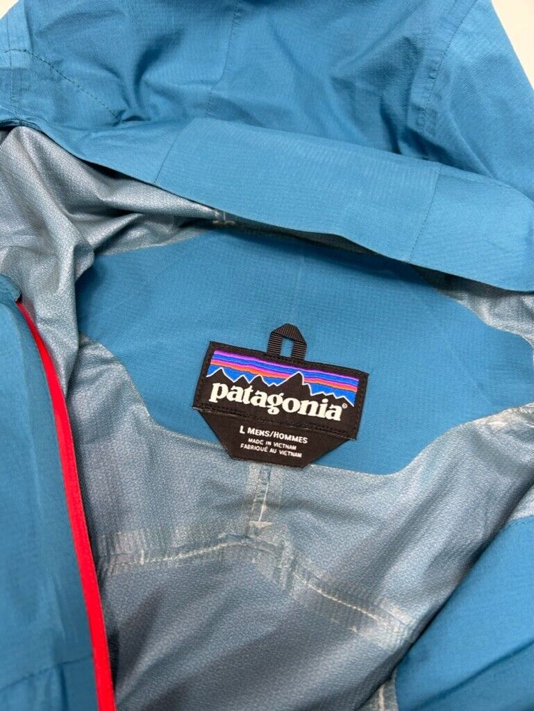 Patagonia H2NO Nylon Full Zip Hooded Pit Zip Jacket Size Large Blue