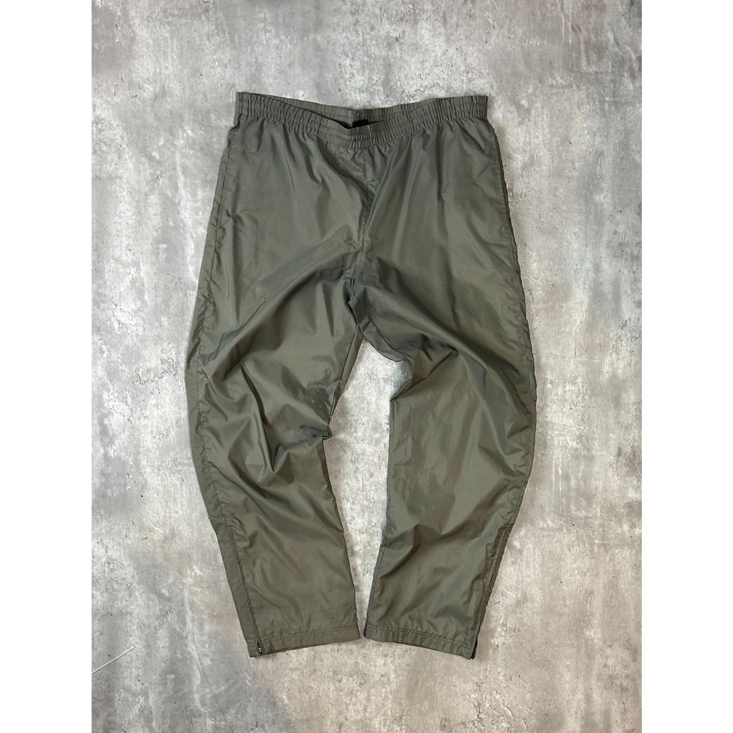 Vintage Y2K Nike Embroidered Spellout Earth Tone Nylon Track Pants Size Medium