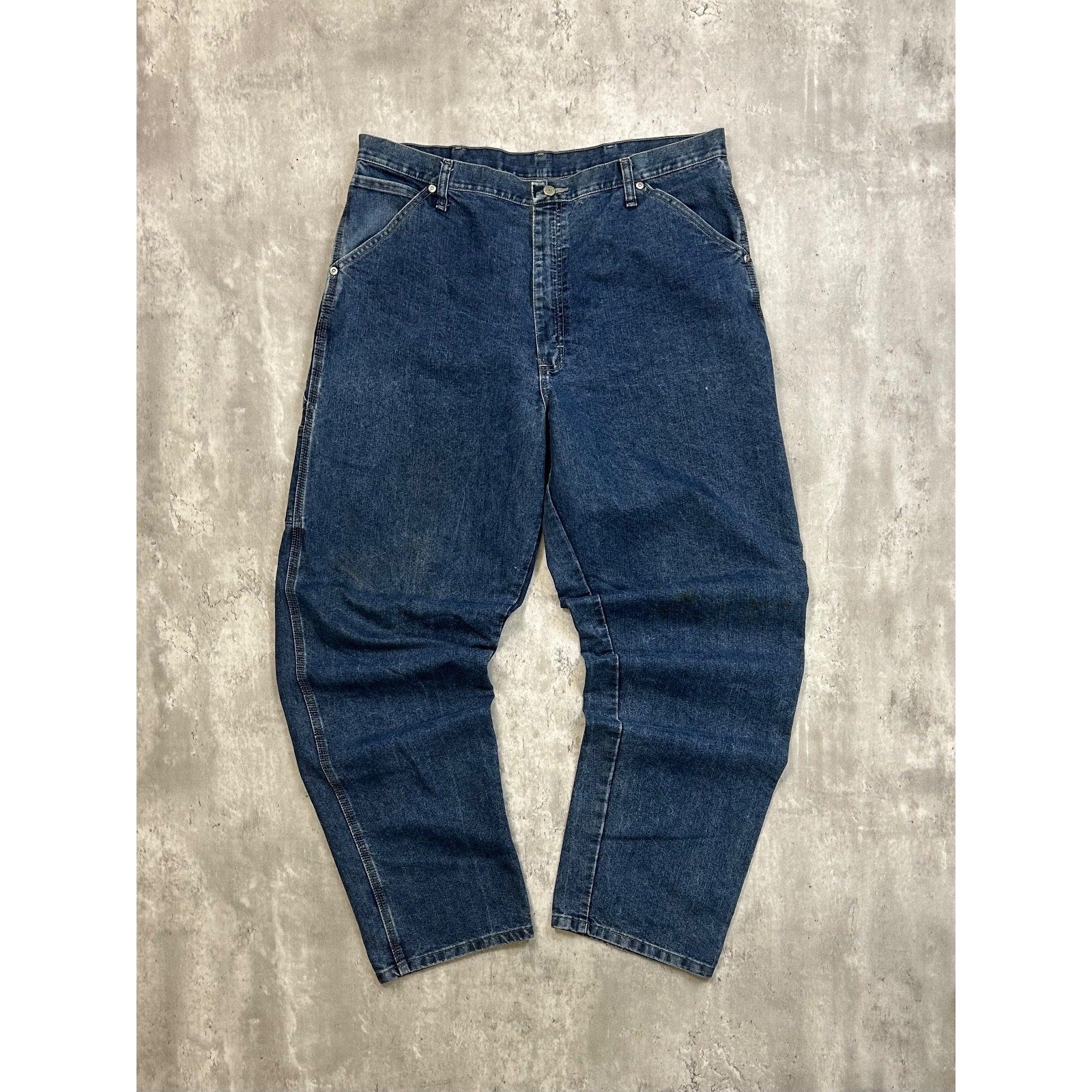 Vintage Wrangler Dark Wash Denim Workwear Carpenter Pants Size 39