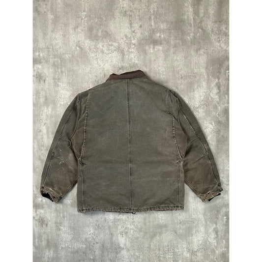 Vintage Carhartt Quilted Lined Canvas Workwear Arctic Jacket Size Large Brown