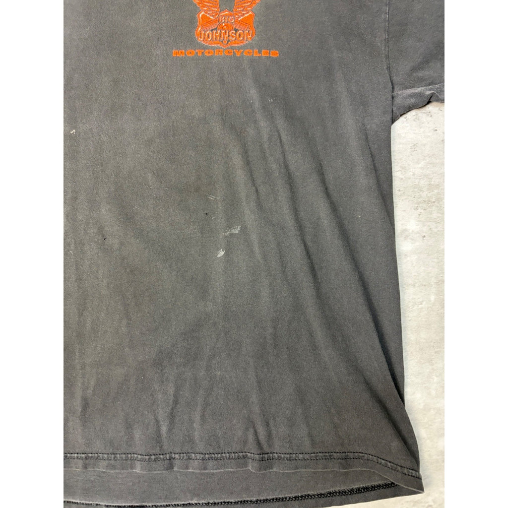 Vintage Big Johnson Motorcycles Spellout Slogan Graphic T-Shirt Size XL