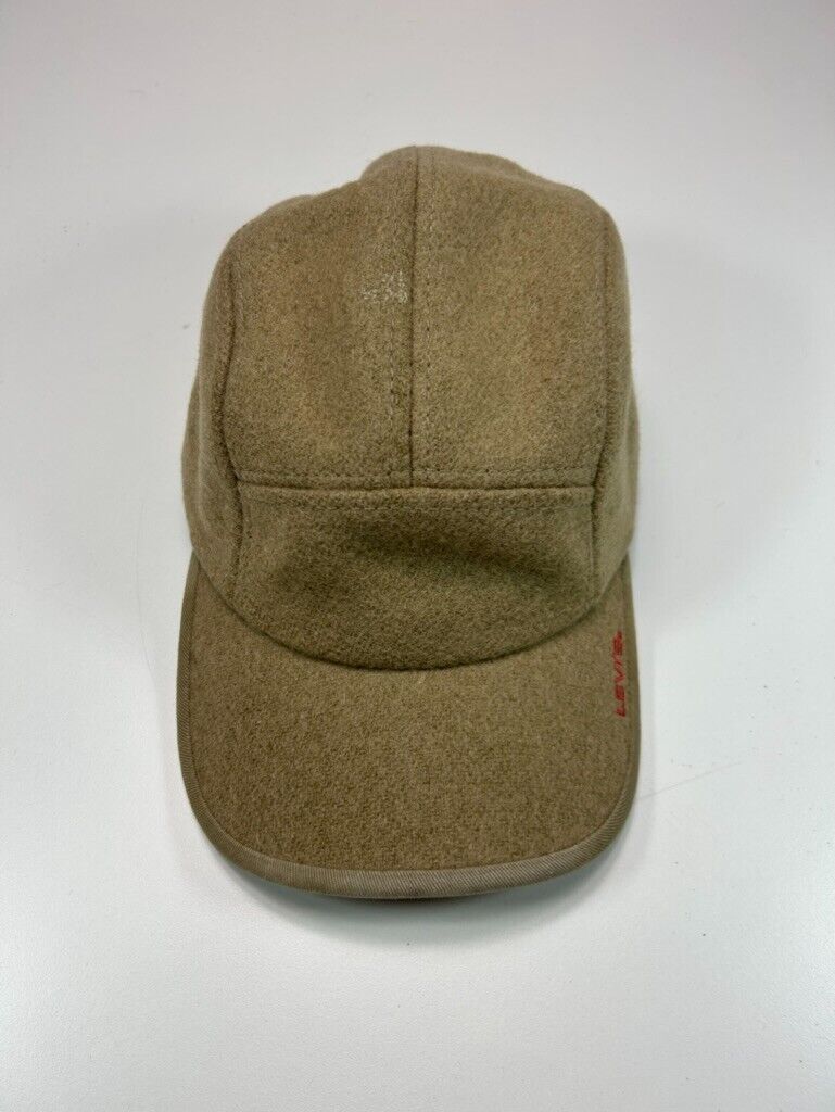 Vintage Levi's Red Tab Embroidered Wool Five Panel Strapback Hat OSFA Beige