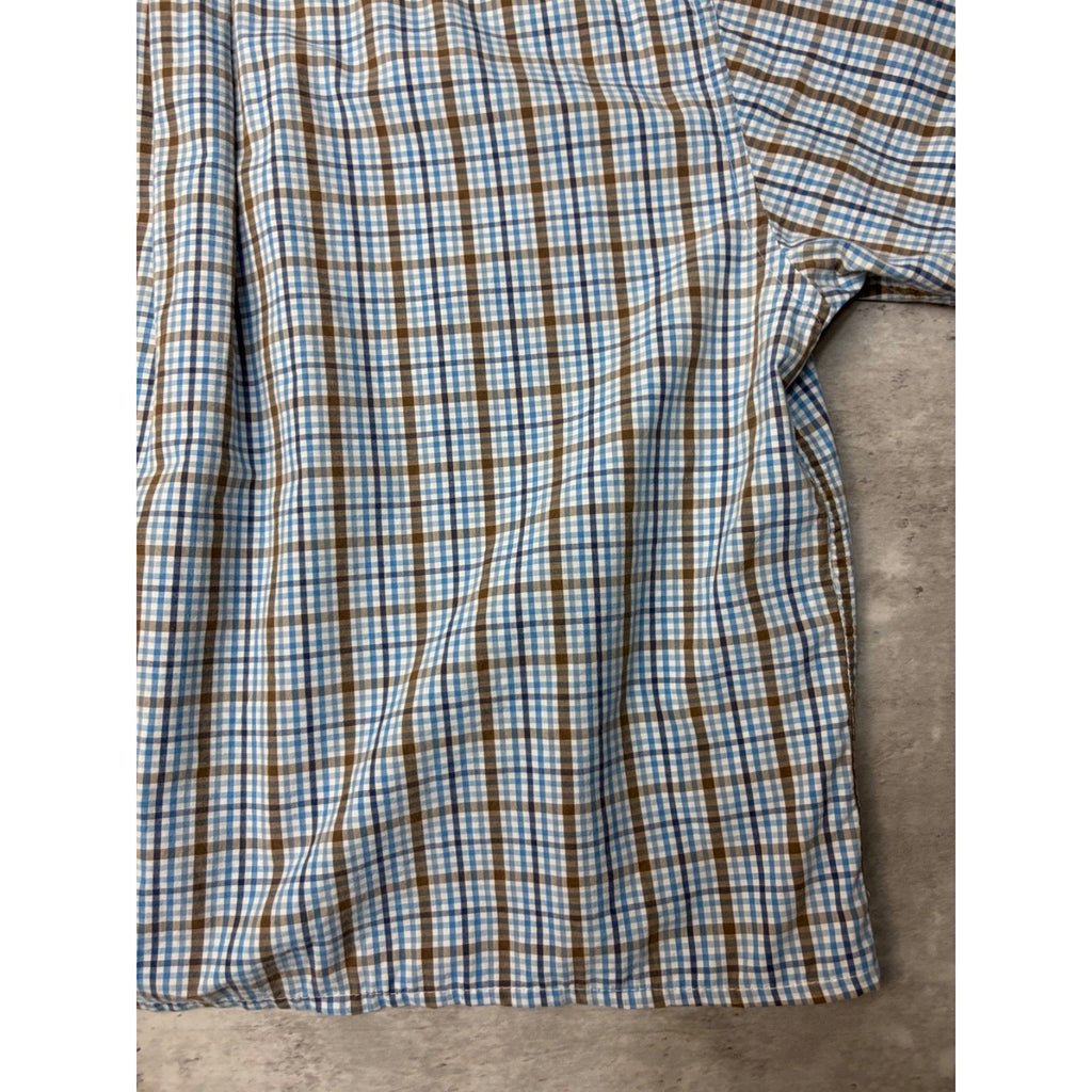Vintage St. Johns Bay Single Pocket Plaid Cropped Button Up Shirt Size XL