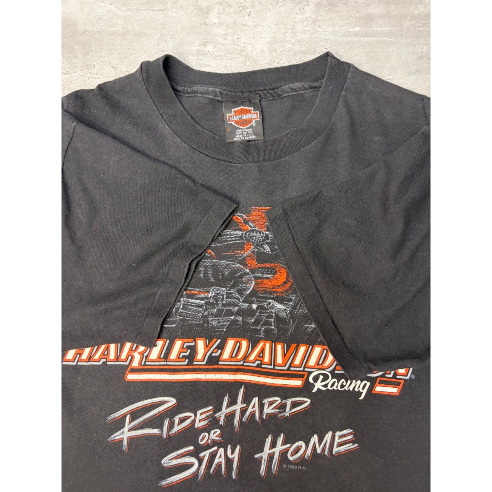Vintage 1996 Harley Davidson Ride Hard Or Stay Home Motorcycle T-Shirt Sz Large