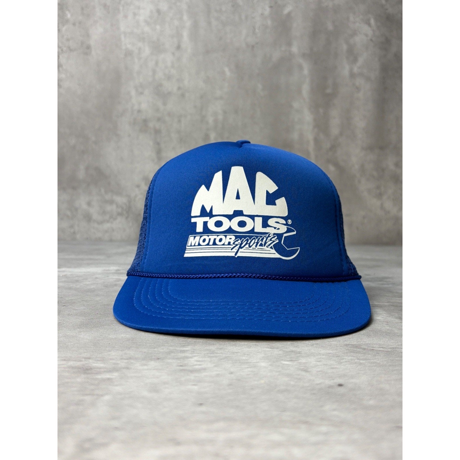 Vintage Mac Tools Motorsports Graphic Spellout Trucker Snapback Hat OSFA