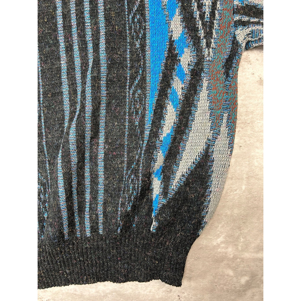 Vintage Michael Herald Abstract Striped Pullover Knit Sweater Size Large