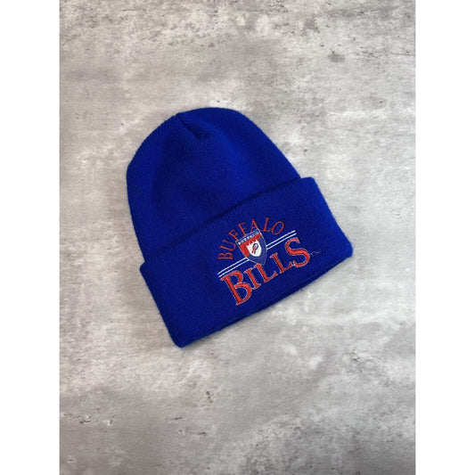 Vintage 90s Buffalo Bills NFL Embroidered Logo Football Beanie Hat OSFA Blue