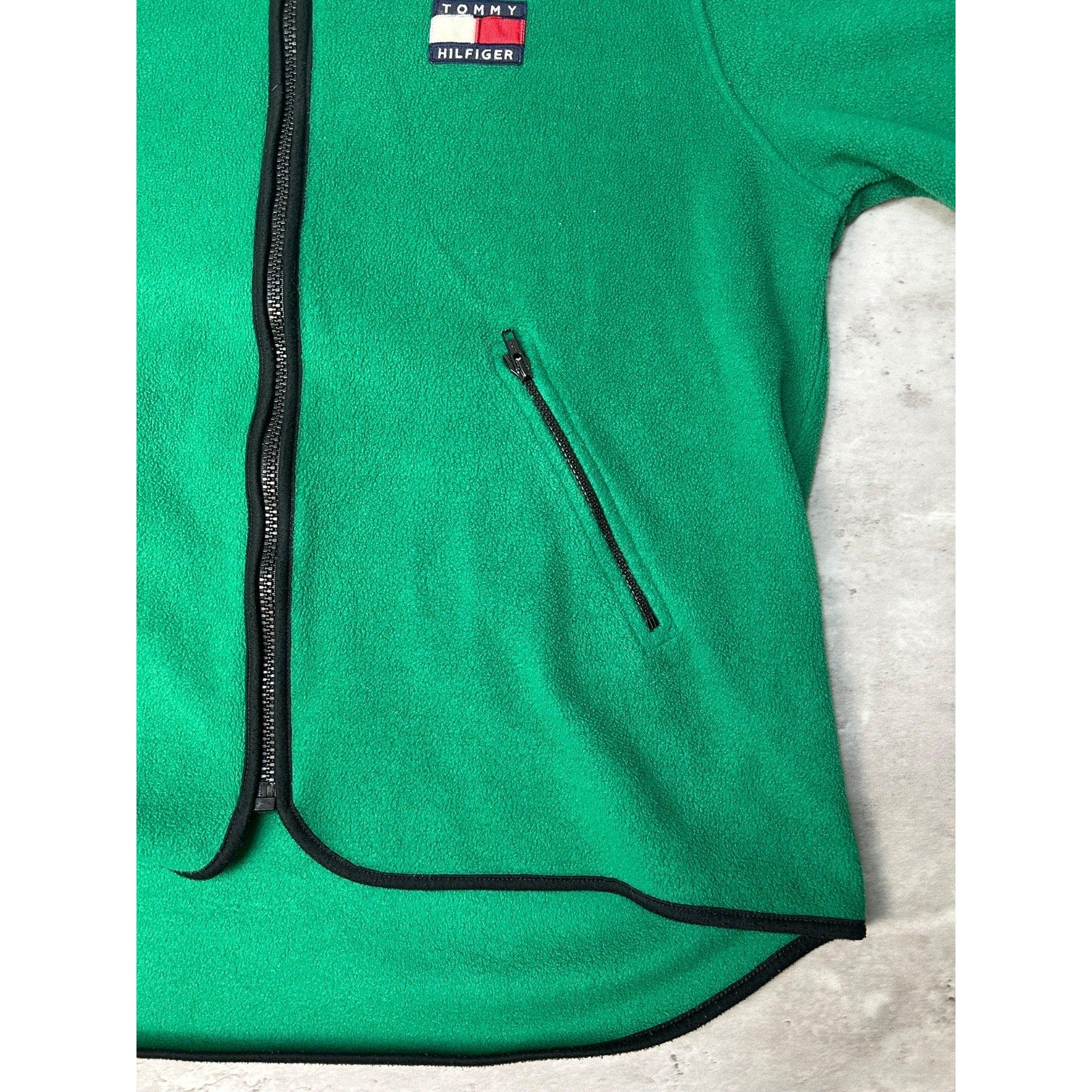 Vintage 90s Tommy Hilfiger Embroidered Flag Full Zip Fleece Sweatshirt Sz Large