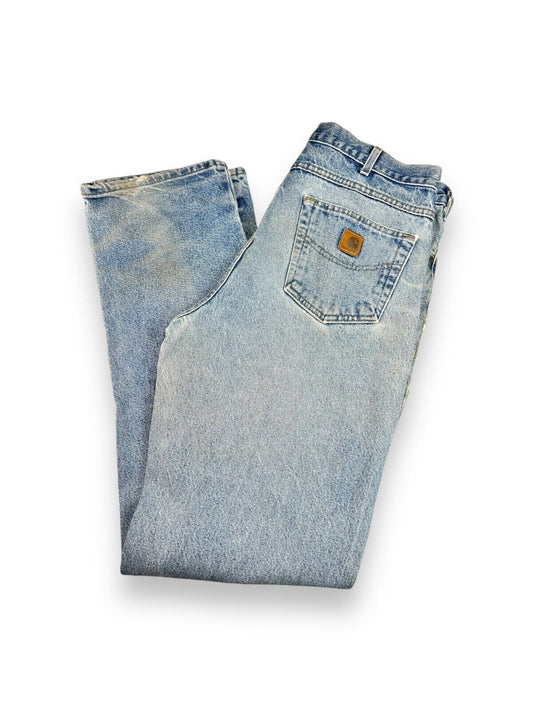 Vintage Carhartt Relaxed Fit Medium Wash Work Wear Denim Pants Size 36W Blue