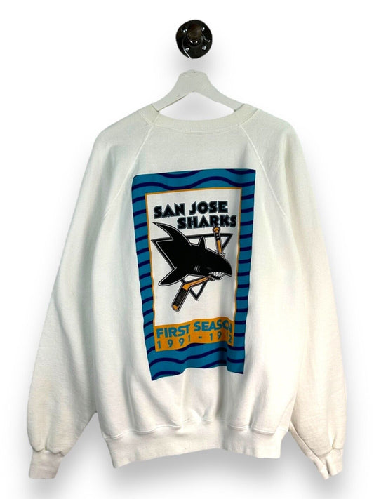 Vintage 90s San Jose Sharks NHL Inaugural Season Sweatshirt Size Large 2XL