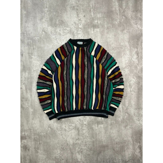 Vintage 90s Alfani 3D Striped Print Pullover Knit Sweater Size XL