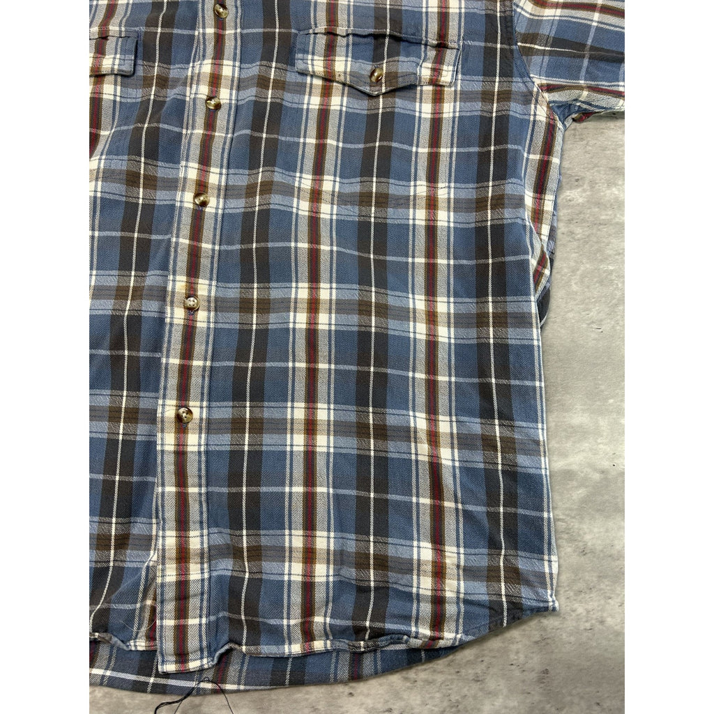 Vintage 90s Eddie Bauer Plaid Long Sleeve Double Pocket Button Up Shirt Medium