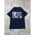 Vintage 1993 Dallas Cowboys NFL Big Graphic Spellout Striped T-Shirt Size Large