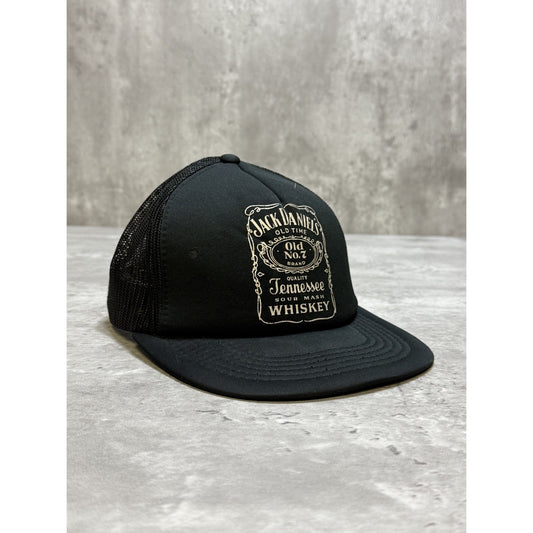 Vintage 80s Jack Daniels Whiskey Graphic Logo Trucker Snapback Hat OSFA