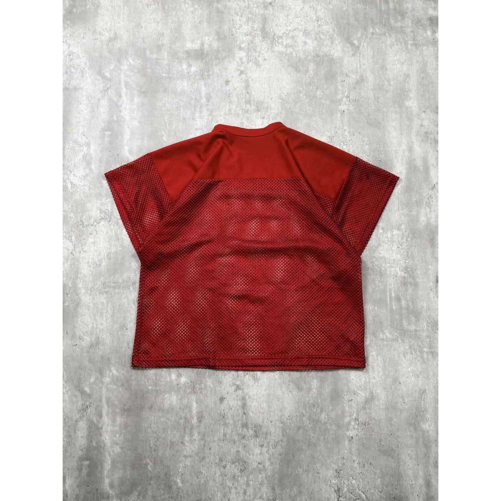 Vintage 90s Loose Blank Mesh Red Football Warm Up Jersey Size Medium