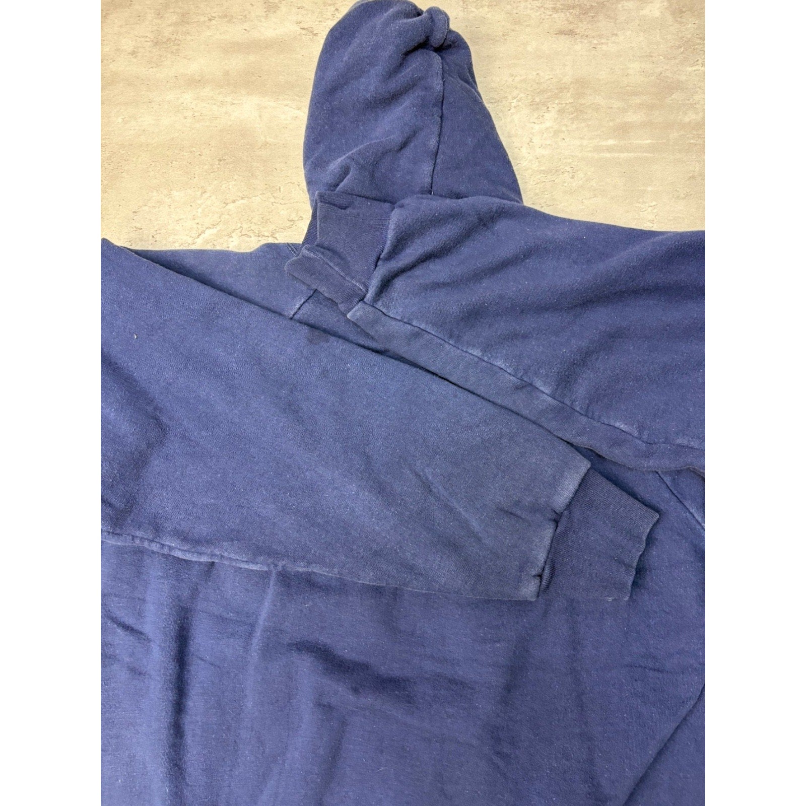 Vintage 1980s Thermal Lined Blank Full Zip Hooded Navy Sweatshirt Size XL