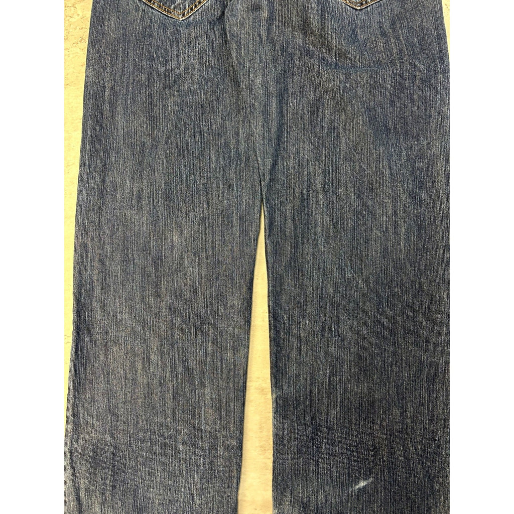 Vintage Y2K Roca Wear Embroidered Pockets Dark Wash Denim Pants Size 35
