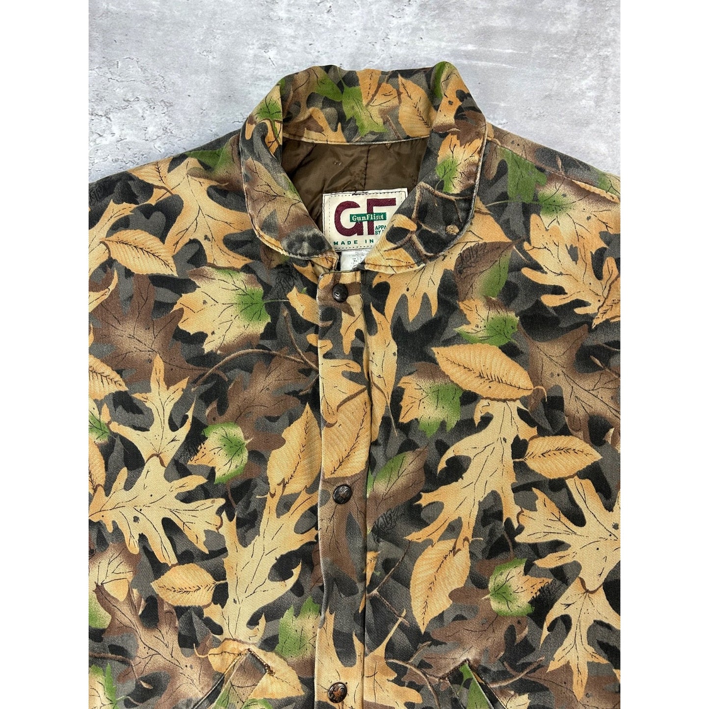 Vintage 90s Gun Flint Tree Camo Hunting Bomber Jacket Size Large