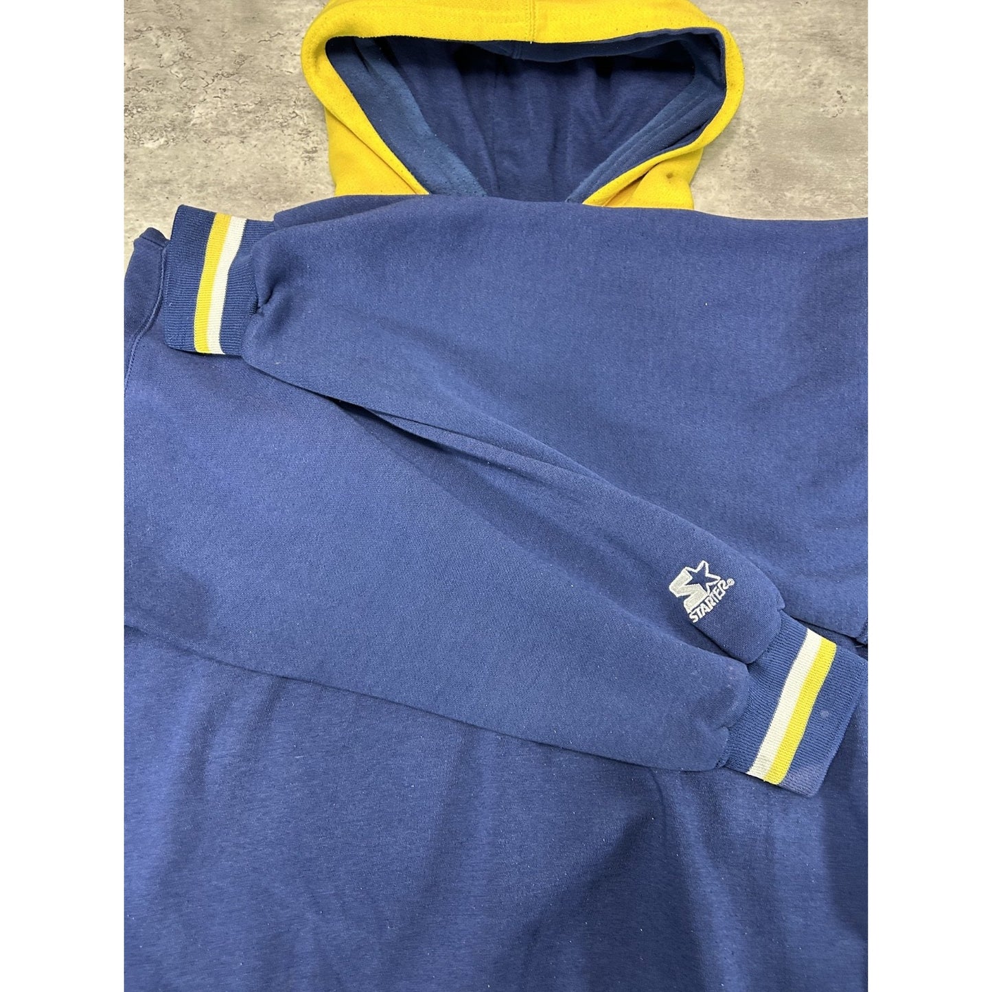 Vintage 90s Michigan Wolverines NCAA Starter Double Hood Sweatshirt Size Large