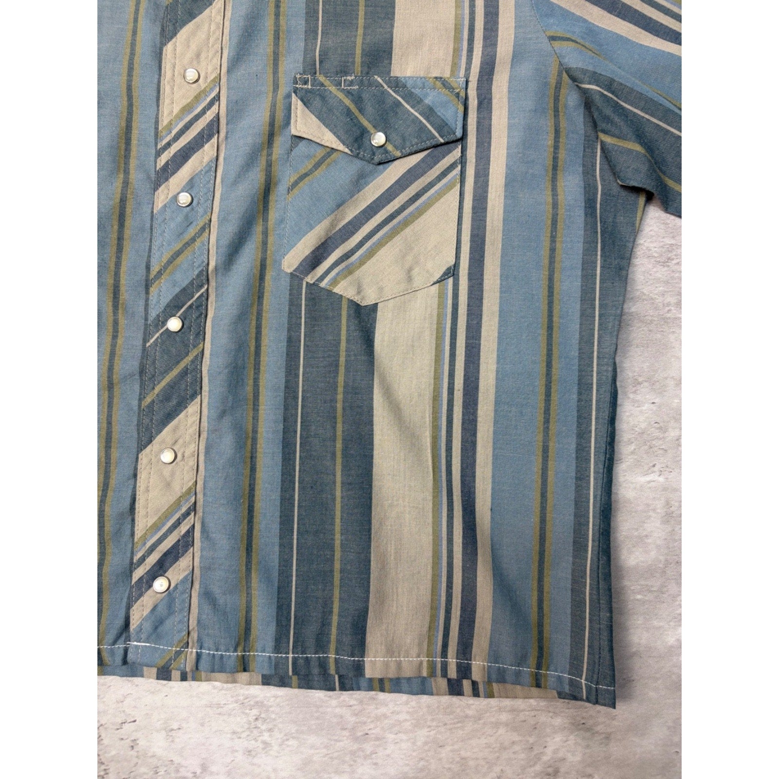Vintage 80s Wrangler Western Pearl Snap Reworked Cropped Button Up Shirt Sz LT