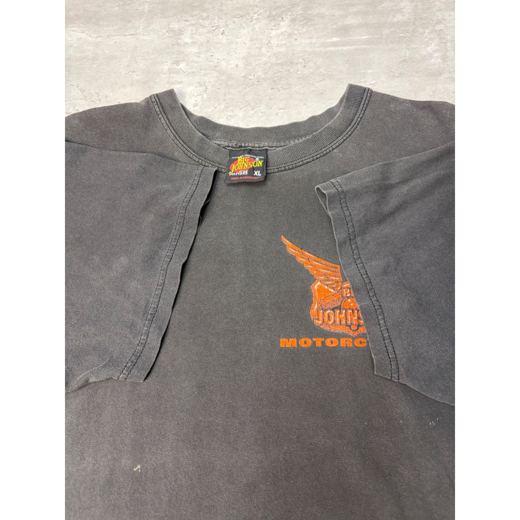Vintage Big Johnson Motorcycles Spellout Slogan Graphic T-Shirt Size XL